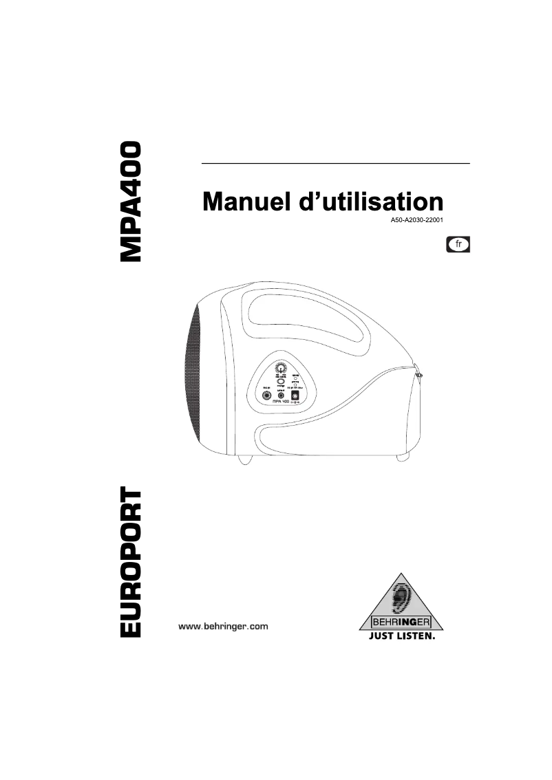 Page 1 de la notice Manuel utilisateur Behringer Europort MPA400