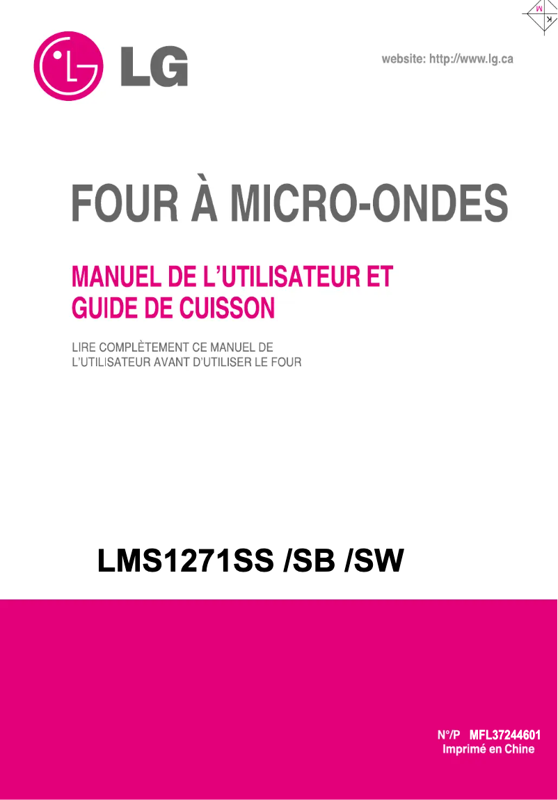 Page 1 de la notice Manuel utilisateur LG MS1247FRS