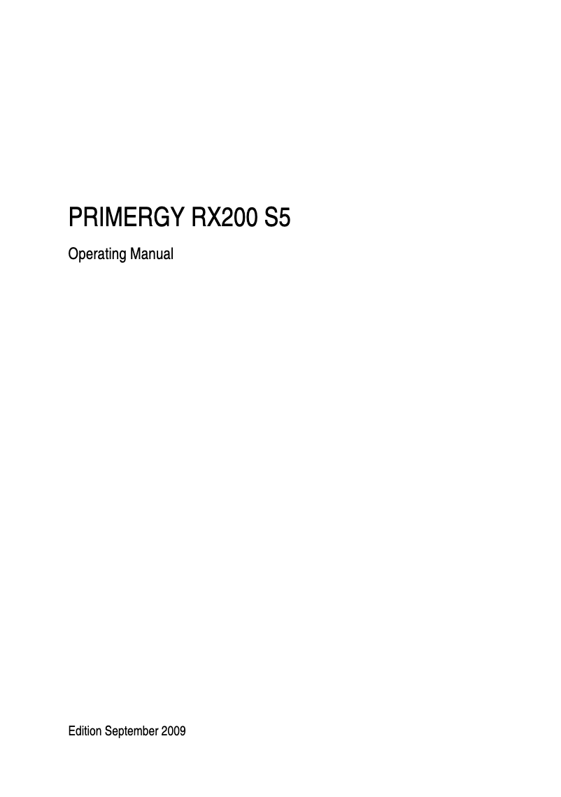 Page 1 de la notice Manuel utilisateur Fujitsu Primergy RX200 S5