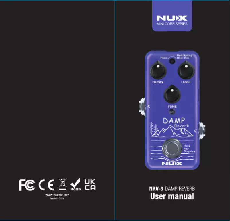 Page 1 de la notice Manuel utilisateur NUX Damp Reverb NRV-3