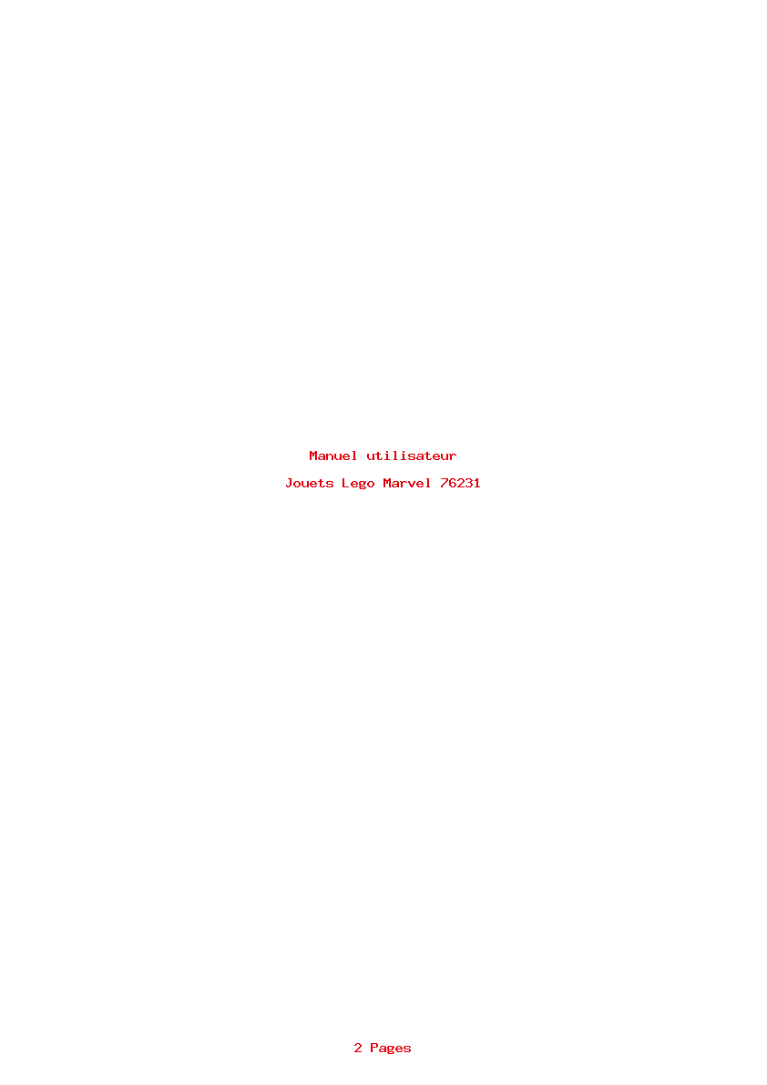 Page 1 de la notice Manuel utilisateur Lego Marvel 76231