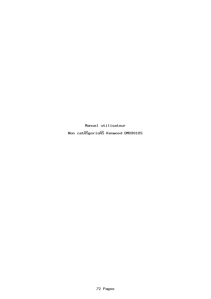 Page 1 de la notice Manuel utilisateur Kenwood DMX8018S