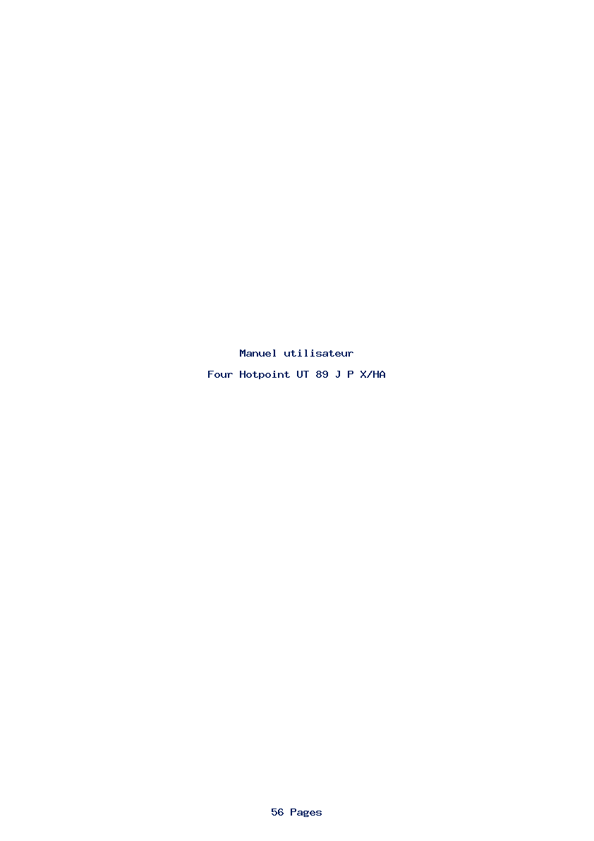 Page 1 de la notice Manuel utilisateur Hotpoint UT 89 J P X/HA