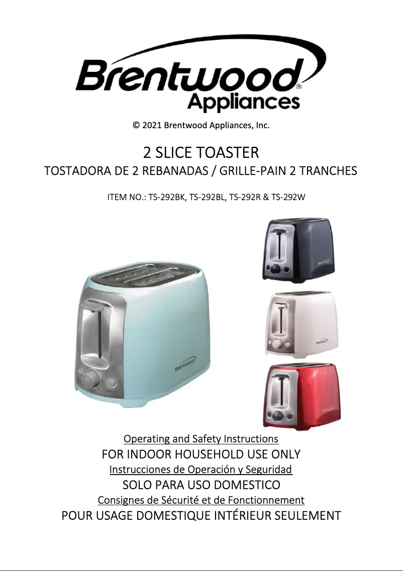 Page 1 de la notice Manuel utilisateur Brentwood TS-292BL