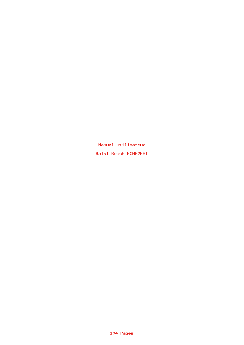Page 1 de la notice Manuel utilisateur Bosch BCHF2BST