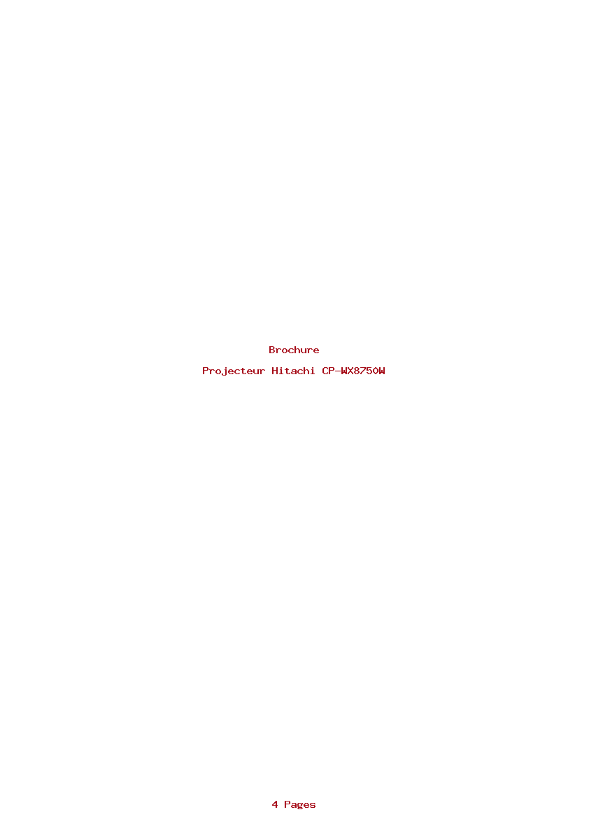 Page 1 de la notice Brochure Hitachi CP-WX8750W