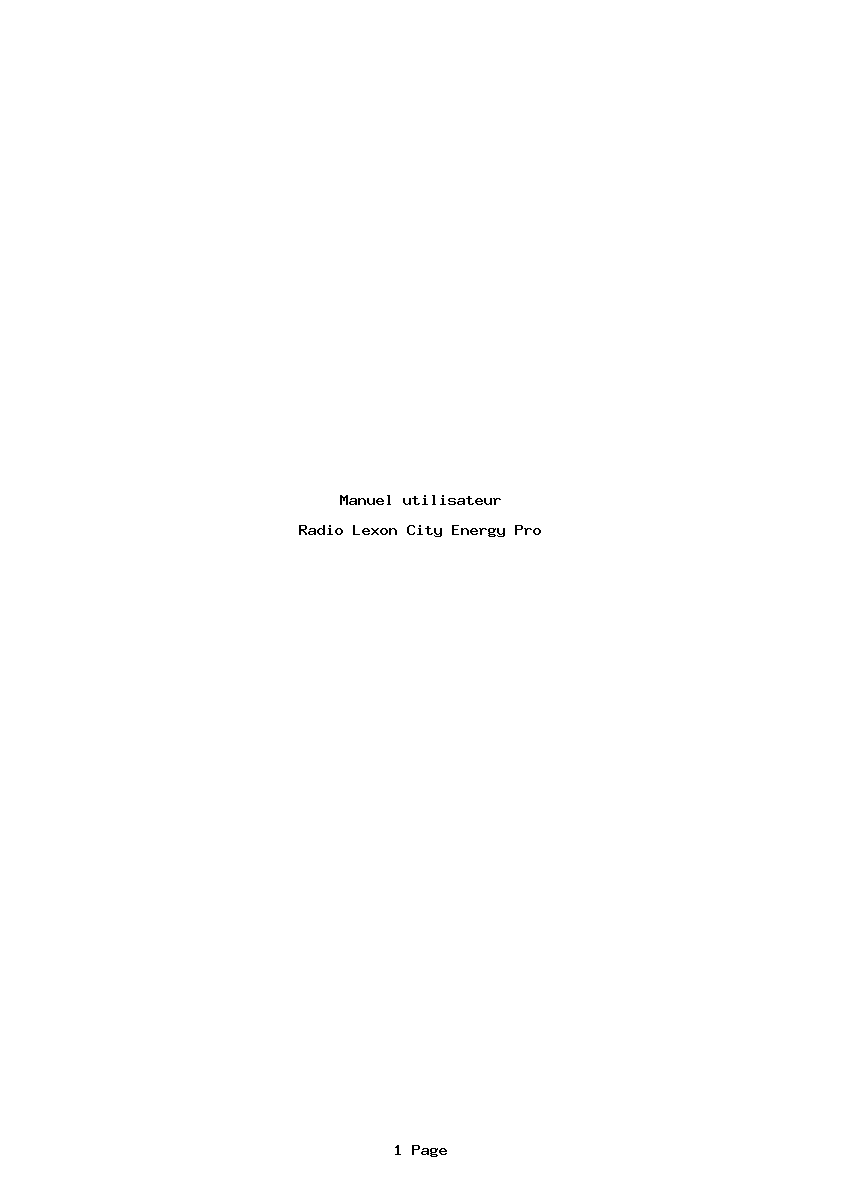 Page 1 de la notice Manuel utilisateur Lexon City Energy Pro