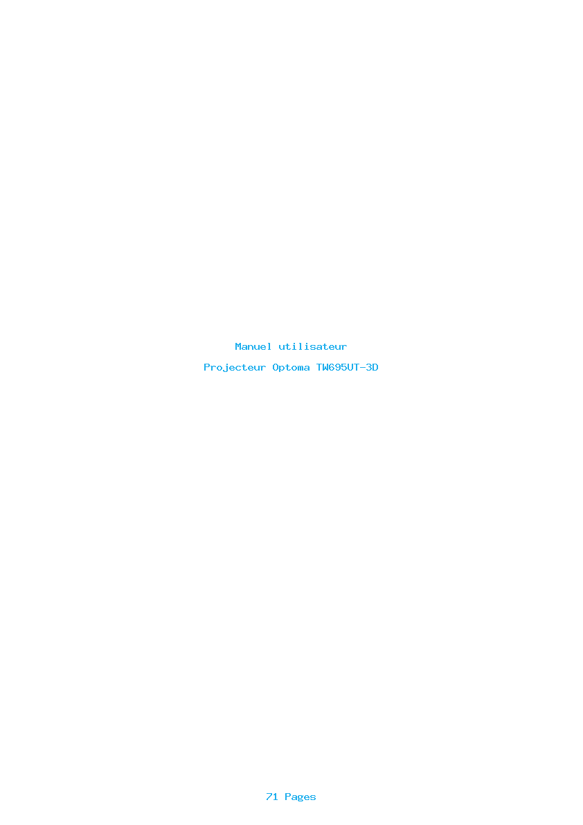 Page 1 de la notice Manuel utilisateur Optoma TW695UT-3D