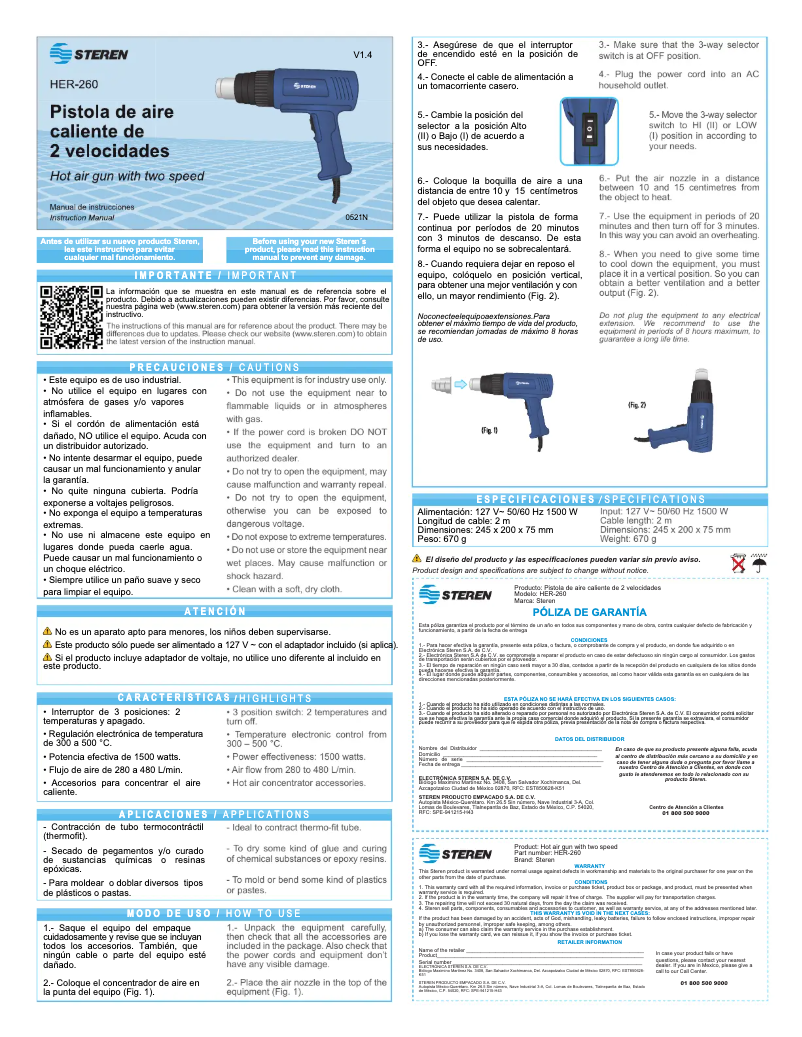 Page 1 de la notice Manuel utilisateur Steren HER-260