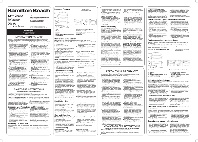 Page 1 of the manual User Manual Hamilton Beach 33556