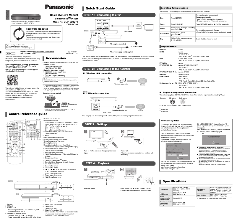 Página 1 del manual Manual de usuario Panasonic DMP-BDTBD93