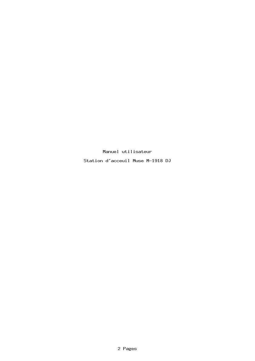 Page 1 de la notice Manuel utilisateur Muse M-1918 DJ