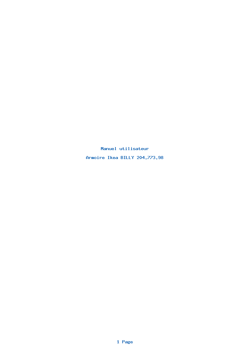 Page 1 de la notice Manuel utilisateur Ikea BILLY 204.773.98
