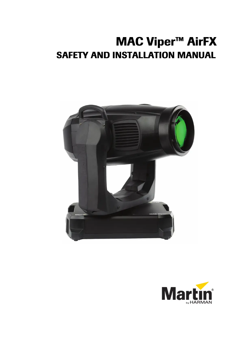 Page 1 de la notice Guide d'installation Martin MAC Viper AirFX
