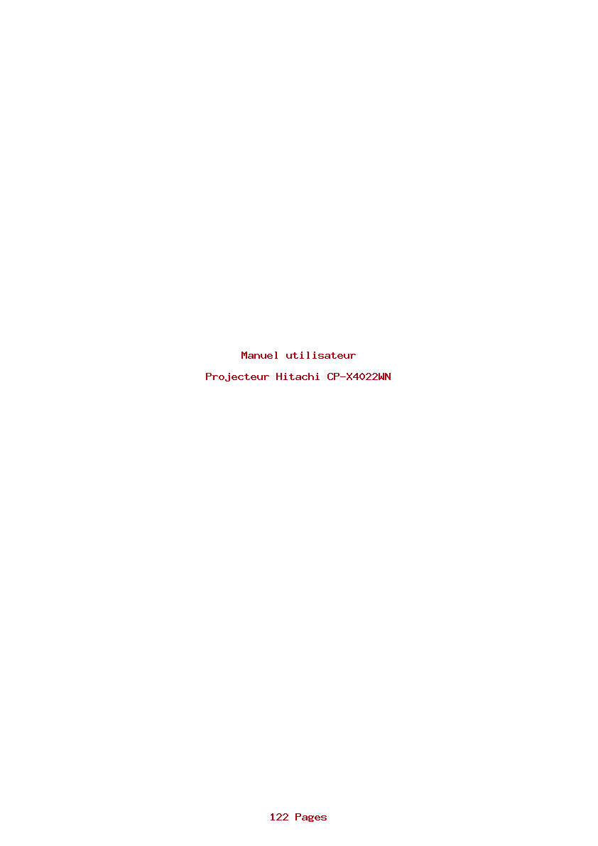 Page 1 de la notice Manuel utilisateur Hitachi CP-X4022WN