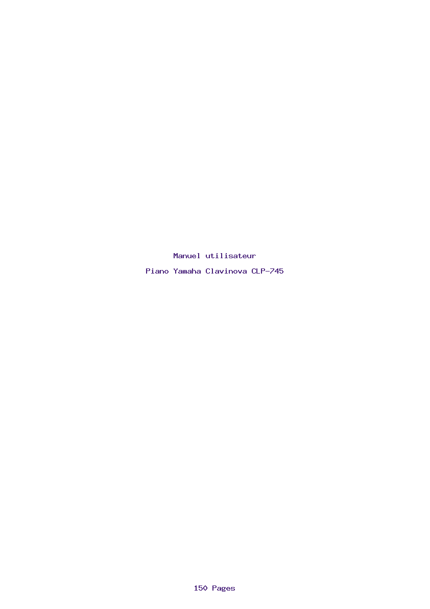 Page 1 de la notice Manuel utilisateur Yamaha Clavinova CLP-745
