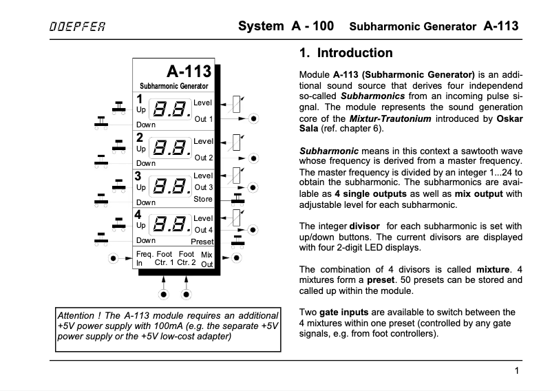 Page 1 de la notice Manuel utilisateur Doepfer A-113