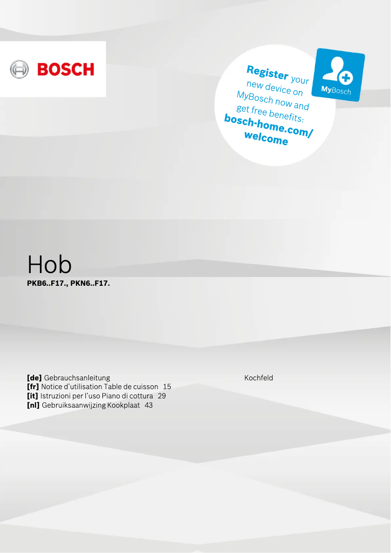 Page 1 de la notice Manuel utilisateur Bosch PKN645F17R