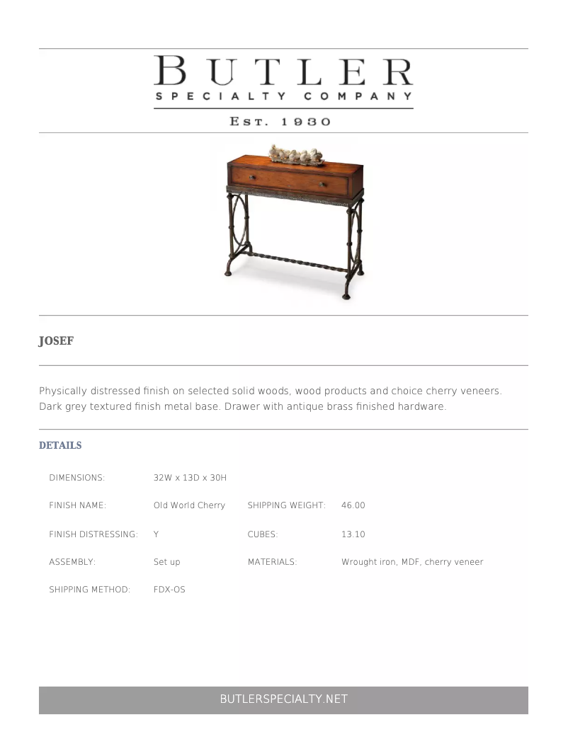 Page 1 of the manual User Manual Butler Josef