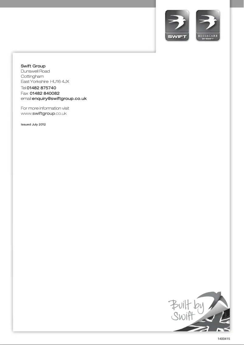 Page 1 de la notice Manuel utilisateur Swift Sundance E400 (2013)