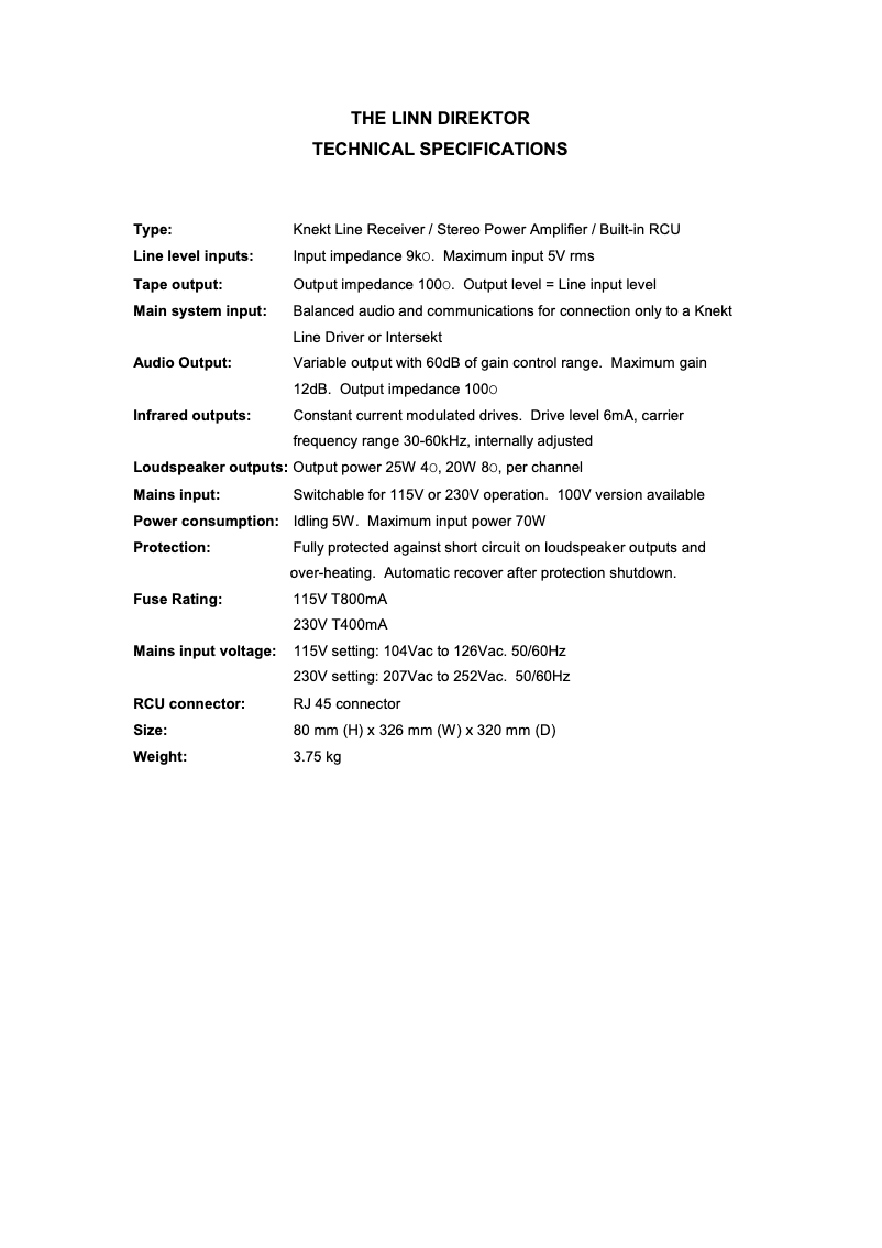 Page 1 de la notice Manuel utilisateur Linn Direktor