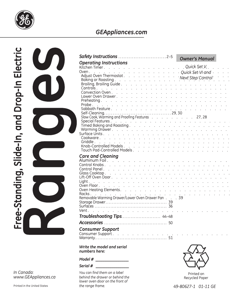 Página 1 del manual Manual de uso y mantenimiento GE Profile PB978DPBB