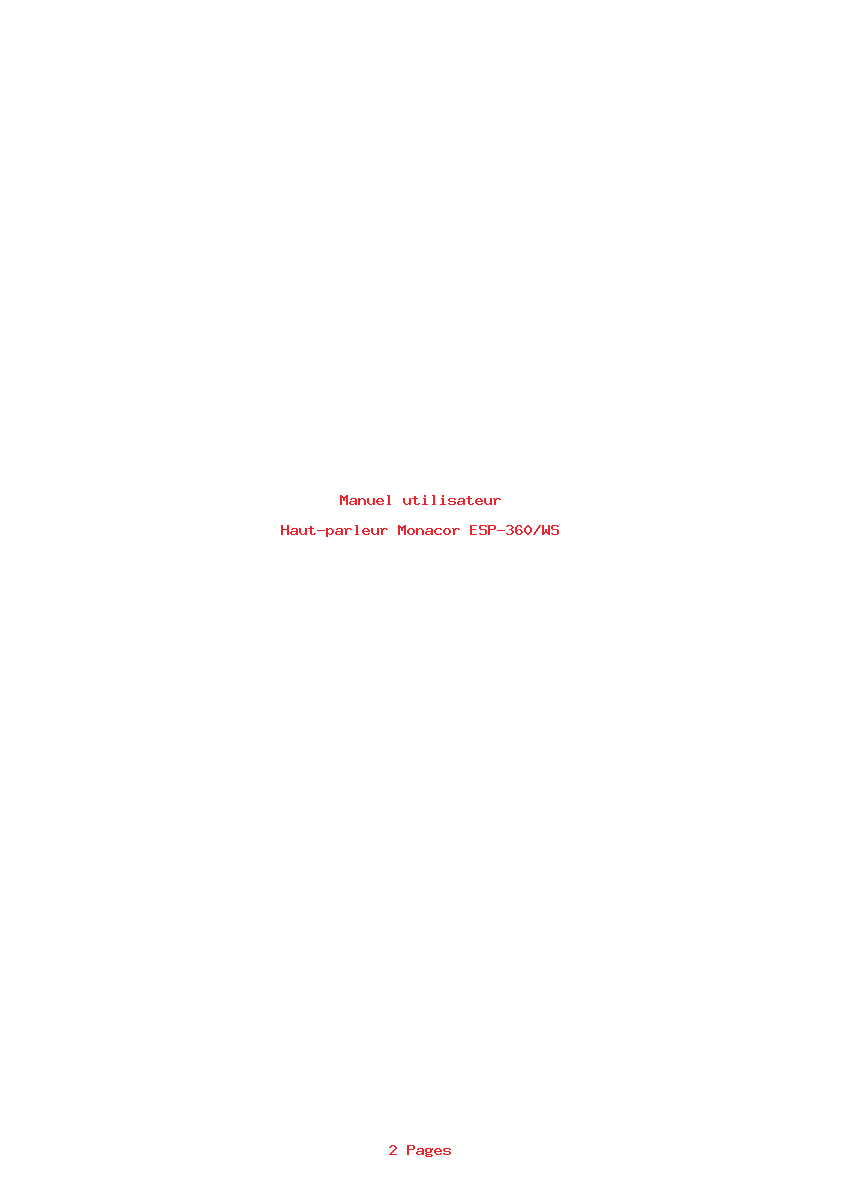 Page 1 de la notice Manuel utilisateur Monacor ESP-360/WS
