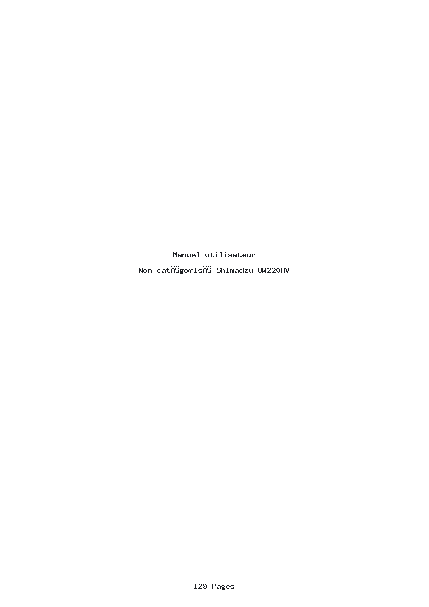 Page 1 de la notice Manuel utilisateur Shimadzu UW220HV