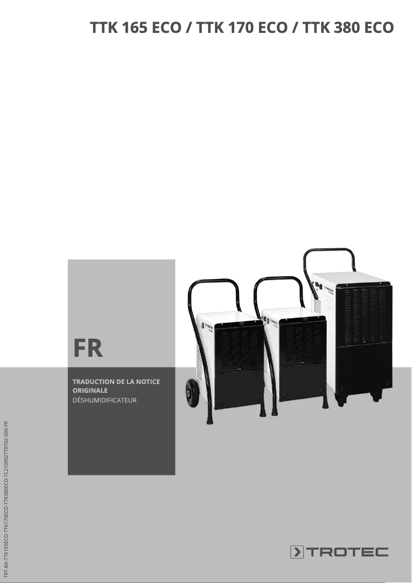 Page 1 de la notice Manuel utilisateur Trotec TTK 165 ECO