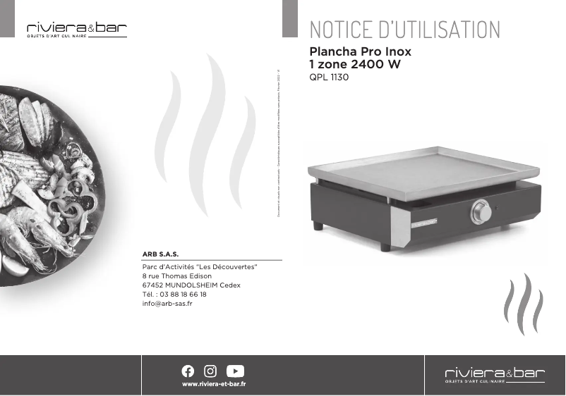 Page 1 de la notice Manuel utilisateur Riviera & Bar QPL1130