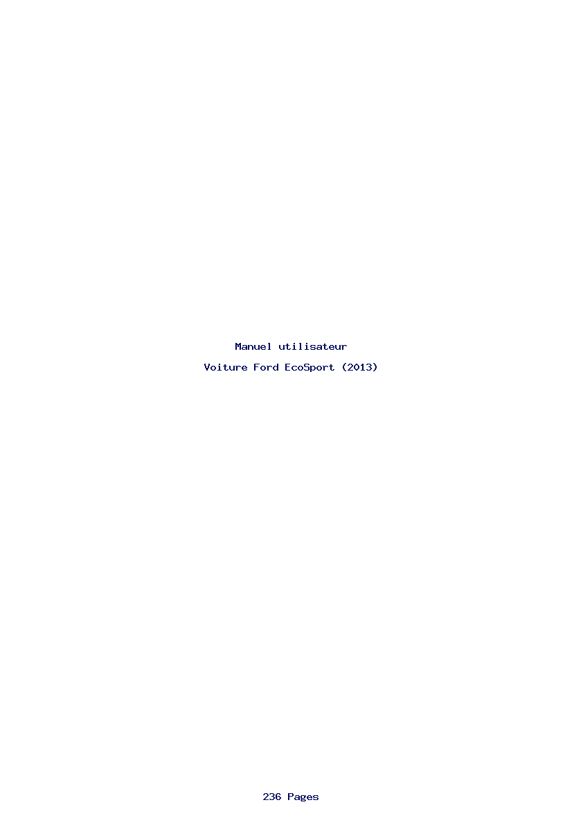 Page 1 de la notice Manuel utilisateur Ford EcoSport (2013)