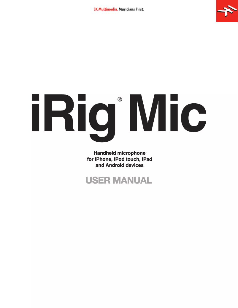 Page 1 de la notice Manuel utilisateur IK Multimedia iRig Mic