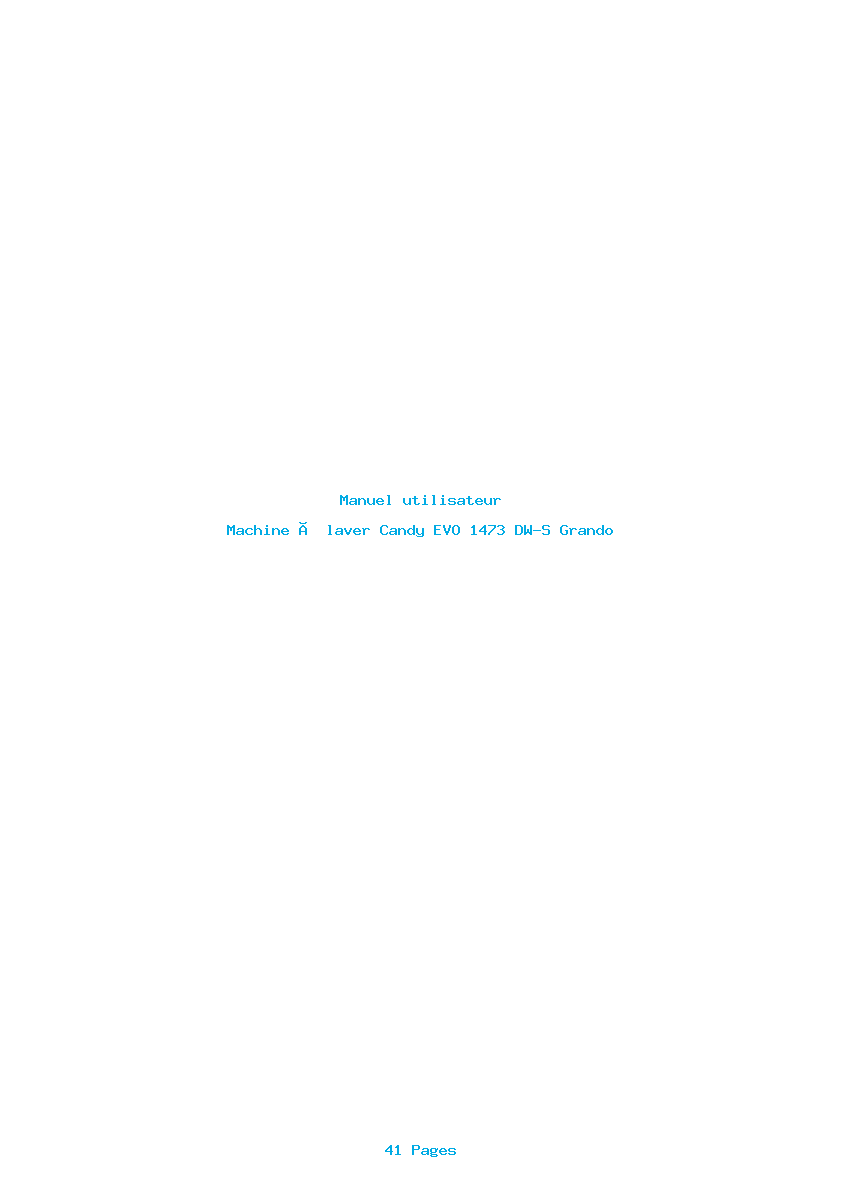 Page 1 de la notice Manuel utilisateur Candy EVO 1473 DW-S Grando