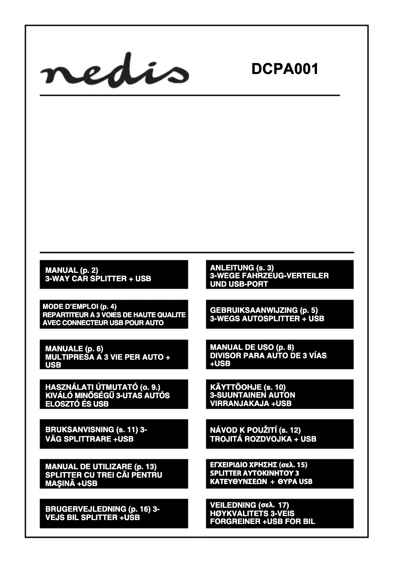 Page 1 de la notice Manuel utilisateur Nedis DCPA001