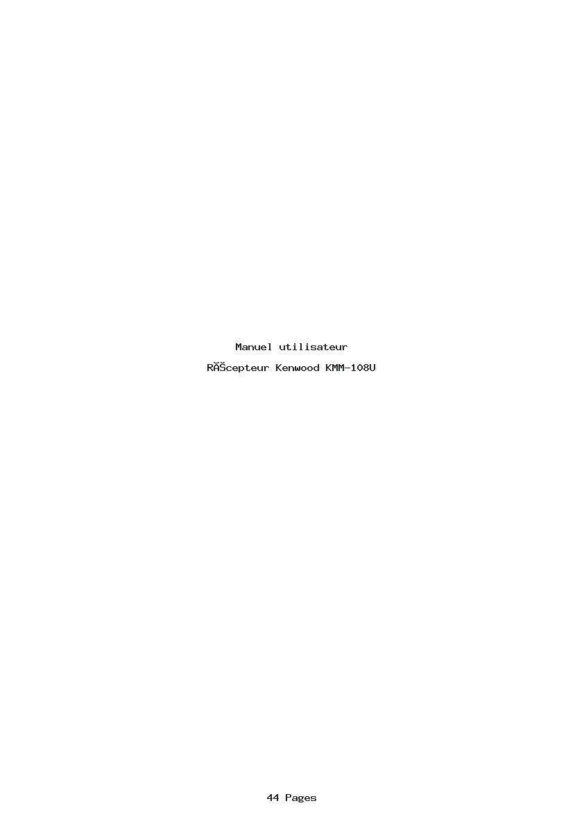 Page 1 de la notice Manuel utilisateur Kenwood KMM-108U