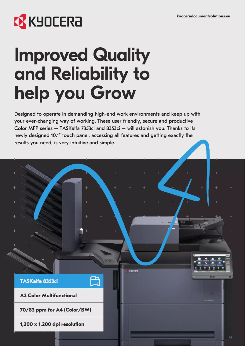 Page 1 de la notice Fiche technique Kyocera TASKalfa 8353ci