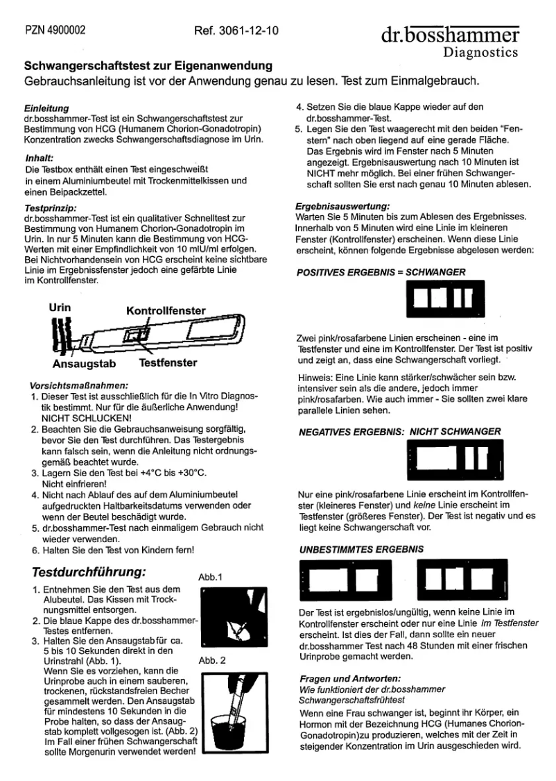 Page 1 de la notice Manuel utilisateur Dr. Bosshammer PZN 4900002