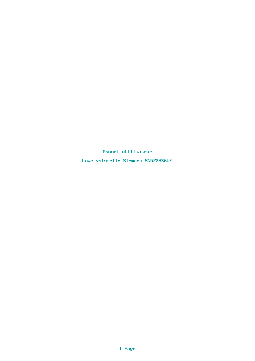 Page 1 de la notice Manuel utilisateur Siemens SN578S36UE