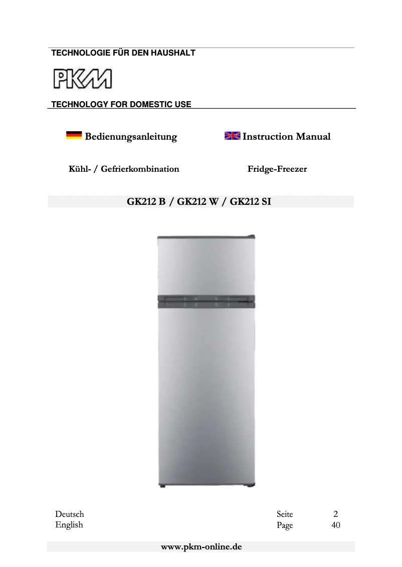 Página 1 del manual Manual de usuario PKM GK212 W