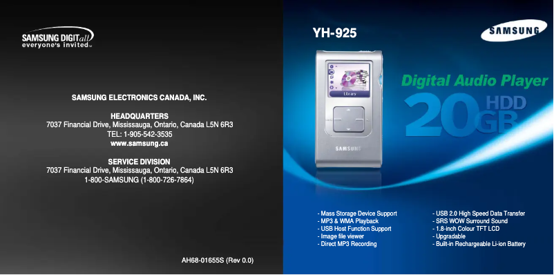 Página 1 del manual Manual de usuario Samsung YH-925