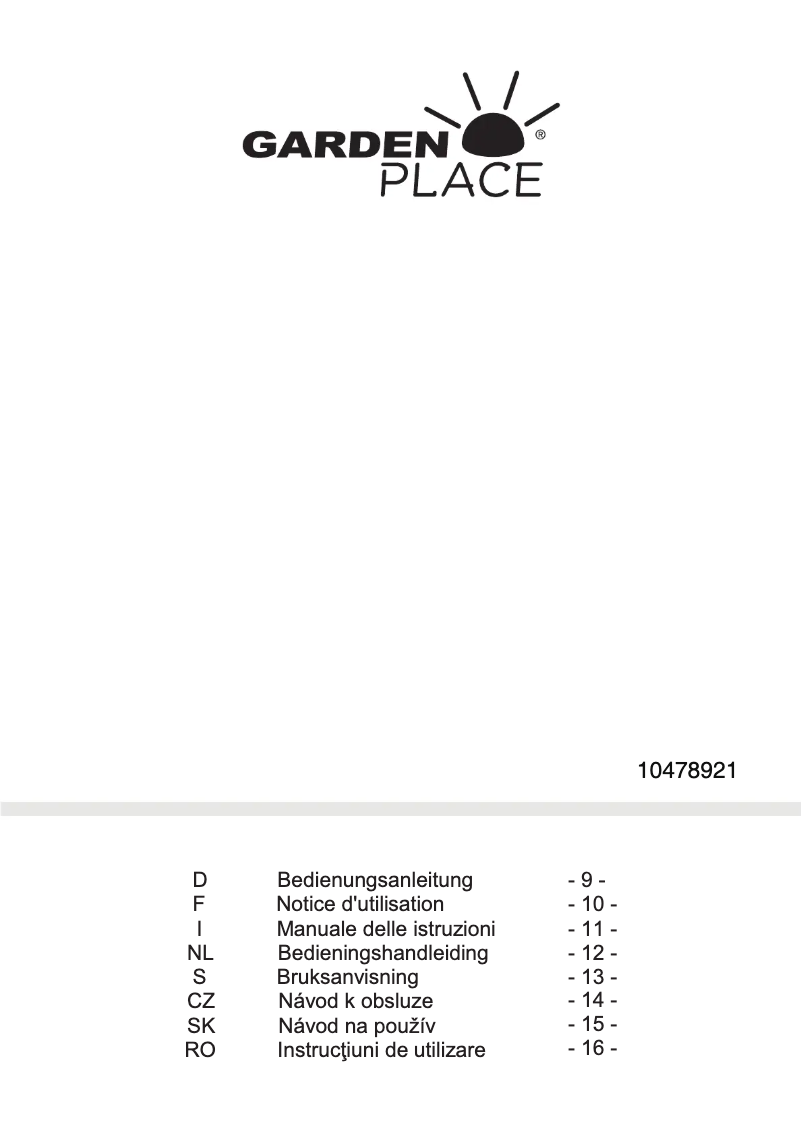 Página 1 del manual Manual de usuario Garden Place 10478921