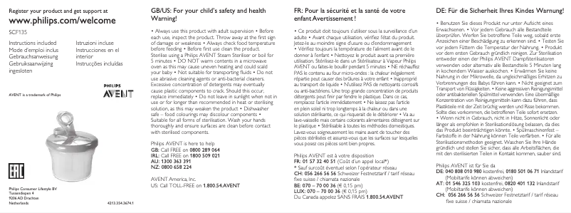 Page n°1 - Manuel utilisateur Philips AVENT SCF135