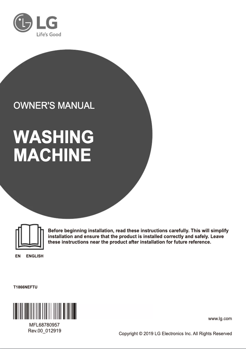 Page 1 de la notice Manuel utilisateur LG T1866NEFTU