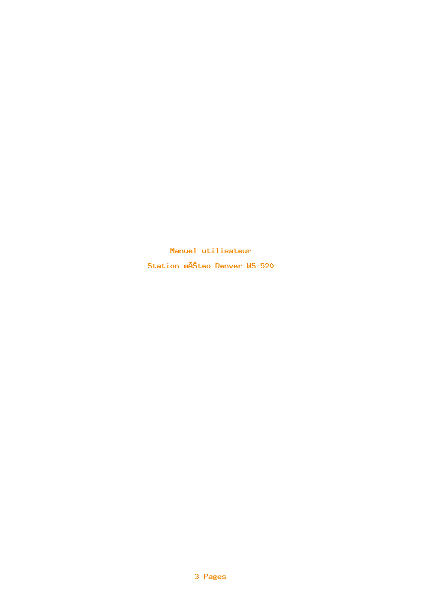 Page 1 de la notice Manuel utilisateur Denver WS-520
