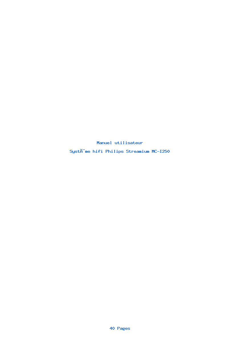 Page 1 de la notice Manuel utilisateur Philips Streamium MC-I250