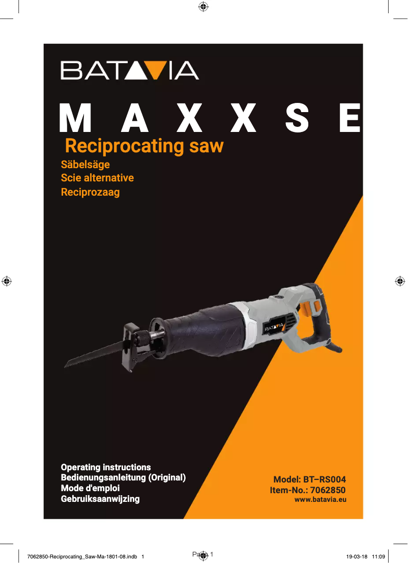 Page 1 de la notice Manuel utilisateur Batavia BT–RS004