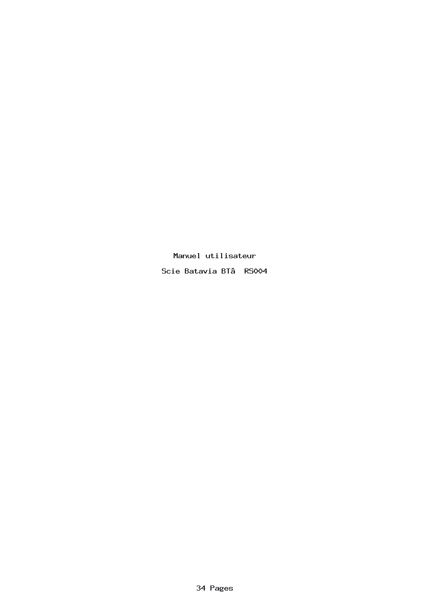 Page 1 de la notice Manuel utilisateur Batavia BT–RS004