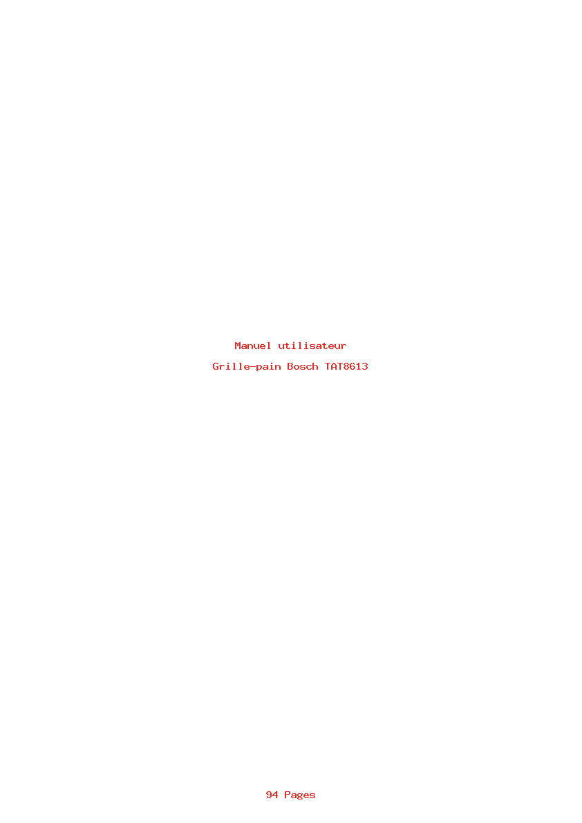 Page 1 de la notice Manuel utilisateur Bosch TAT8613