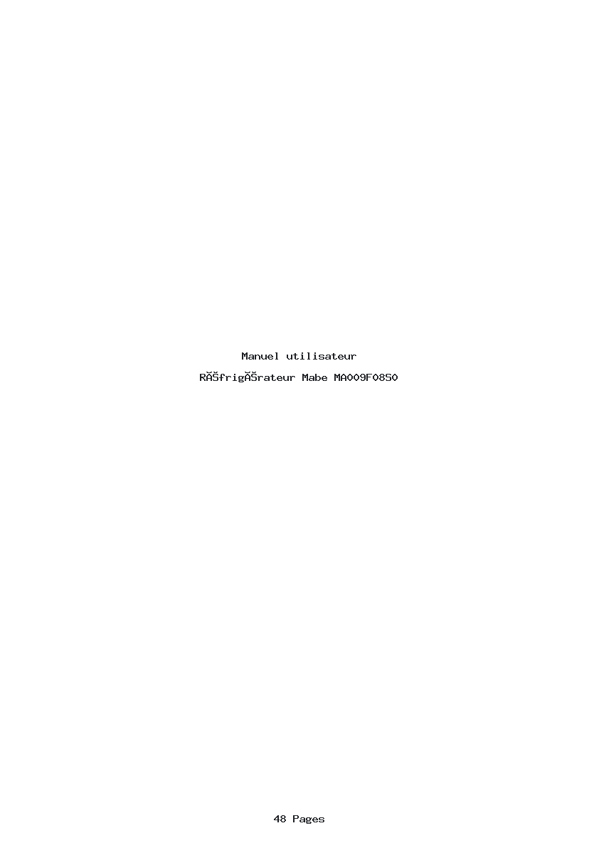 Page 1 de la notice Manuel utilisateur Mabe MA009F08S0