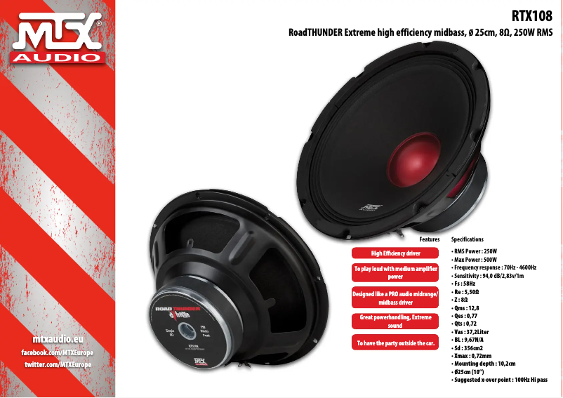 Page 1 de la notice Manuel utilisateur MTX Audio RTX108